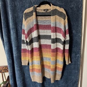 Blue B Striped Open Front Cardigan